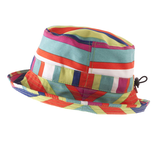 ladies packable orange green cream and turquoise stripes
